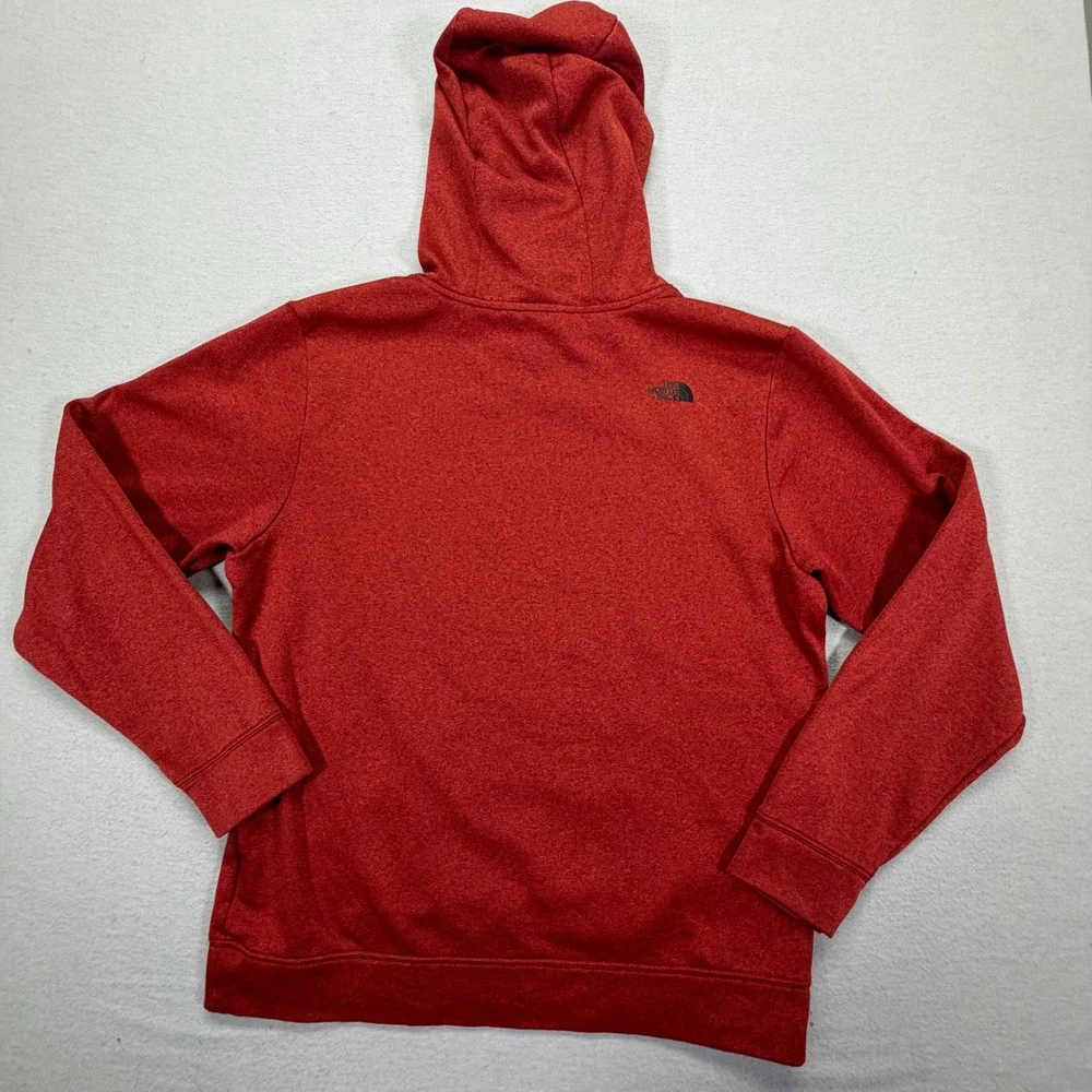 The North Face Hoodie Mens Large Good Red Heathered Logo Pullover Fleece